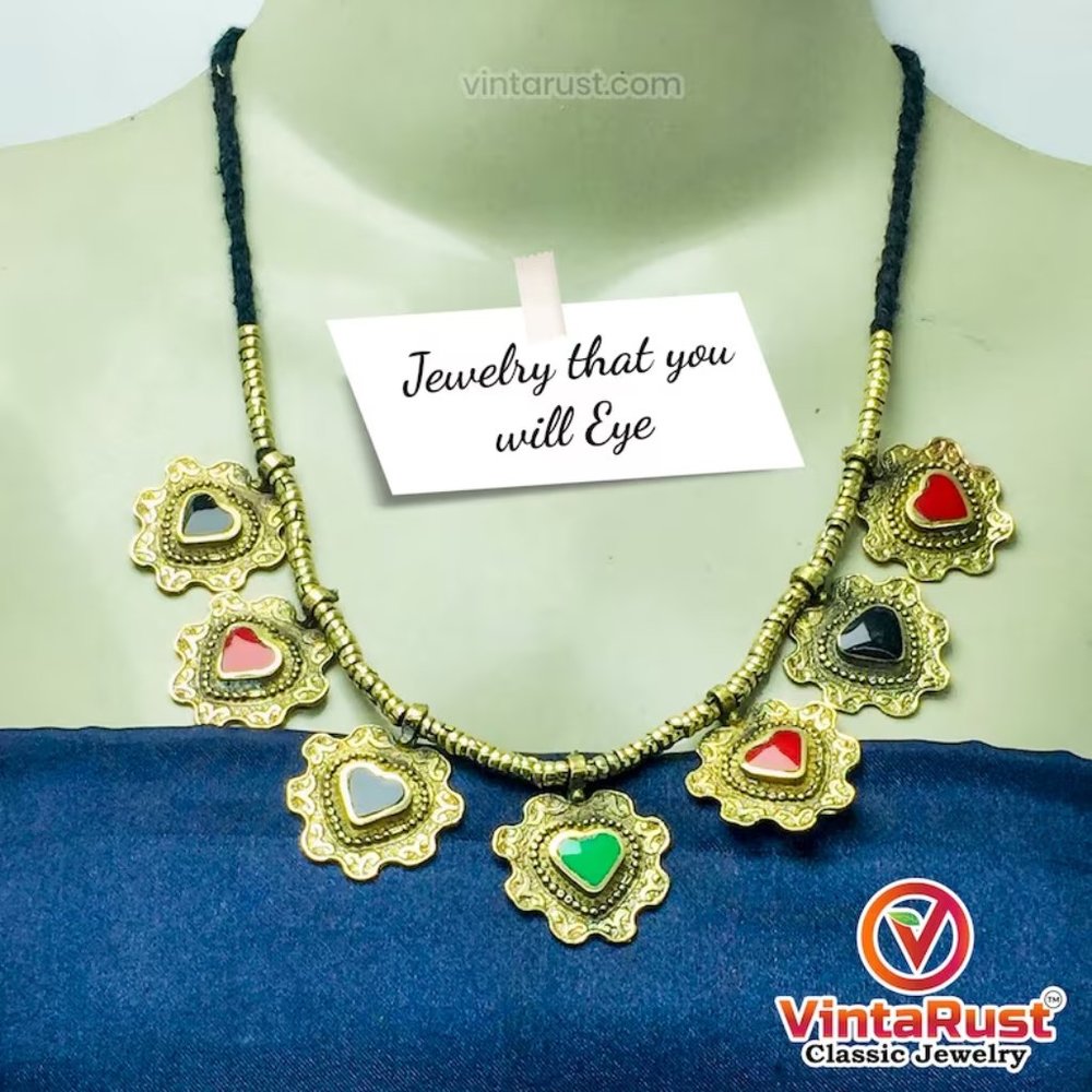 Floral Jewelry Set, Tribal Antique Necklace and earrings Set, Antique Jewelry